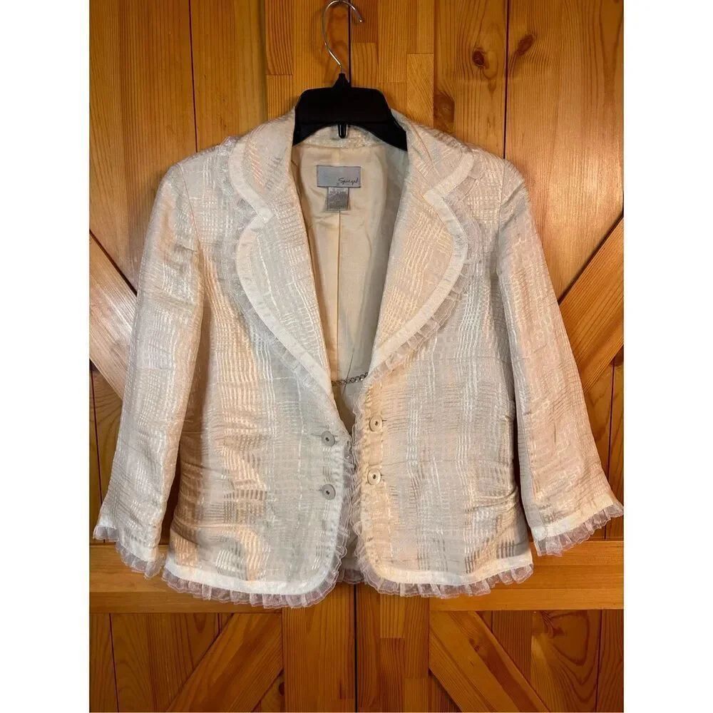 Spiegel pail yellow Button Up Coat Jacket Blazer Size 8 (4503)